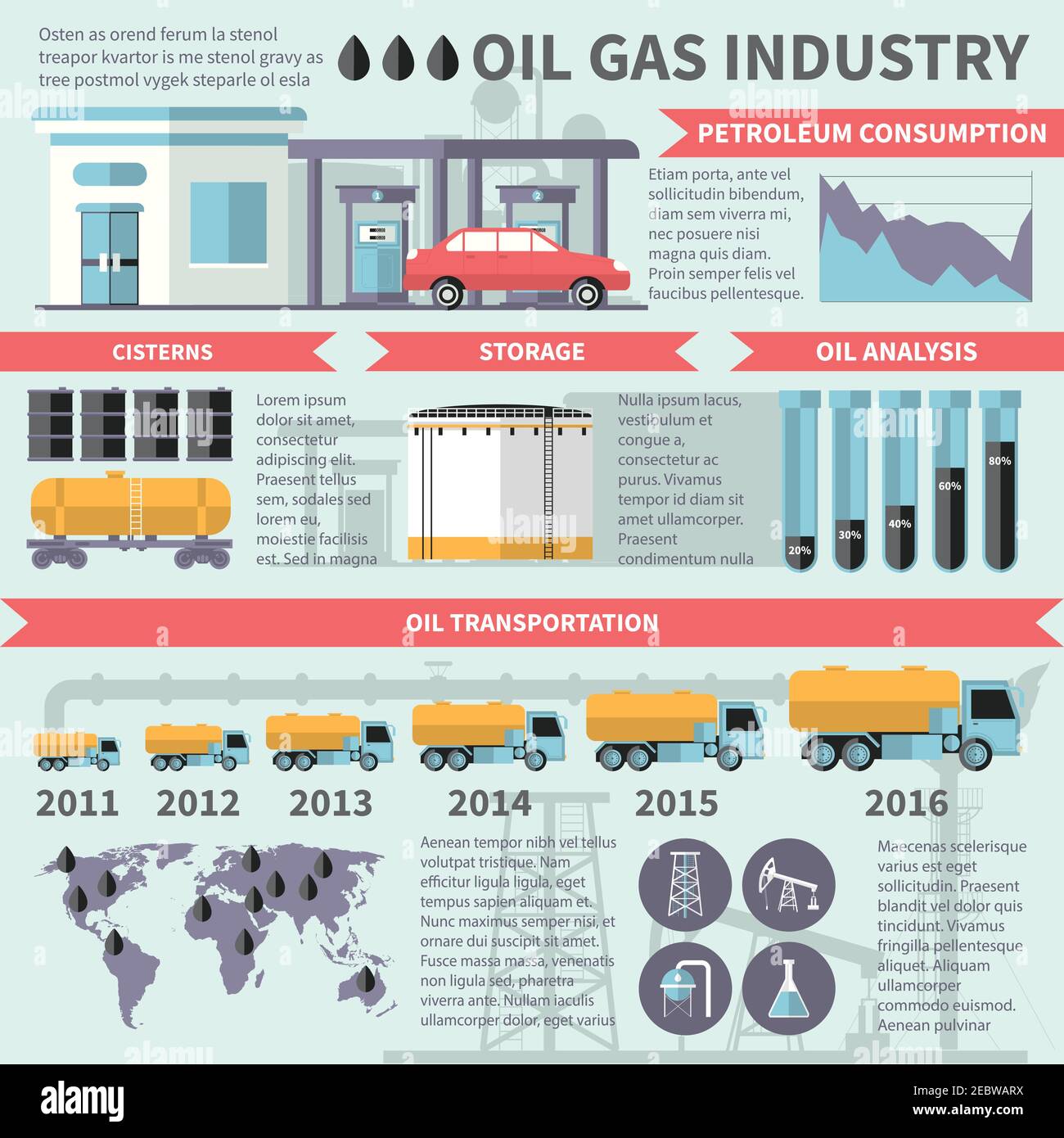 Square oil gas industry infographic poster with petrol transportation ...