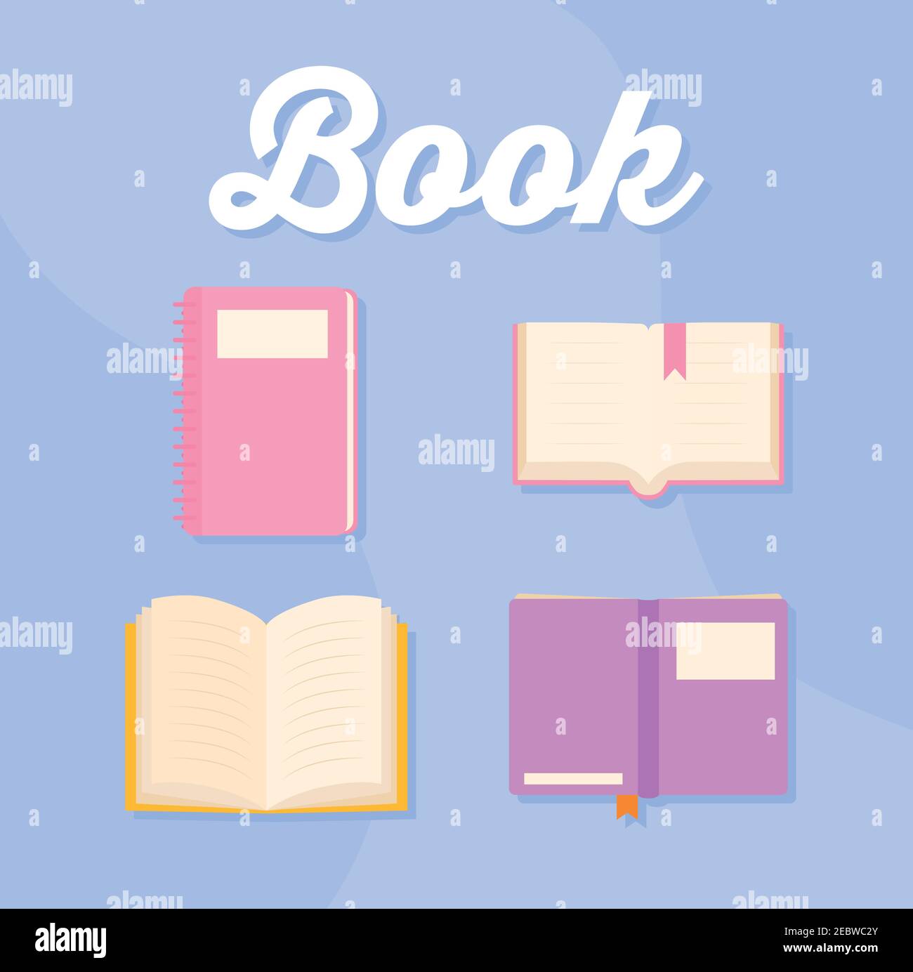 book lettering and set of books icons Stock Vector Image & Art - Alamy