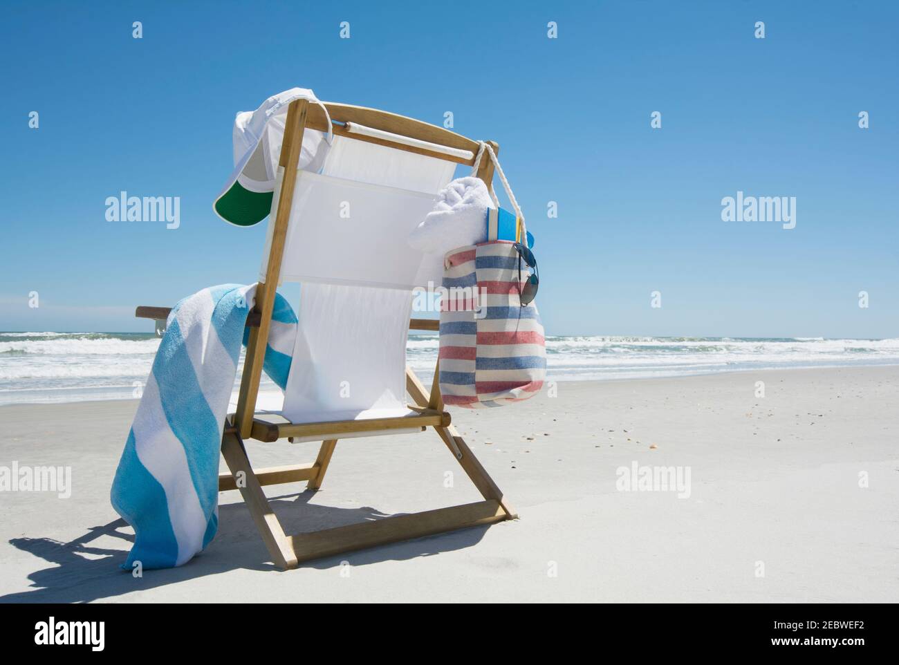 Canvas chair on beach Stock Photo