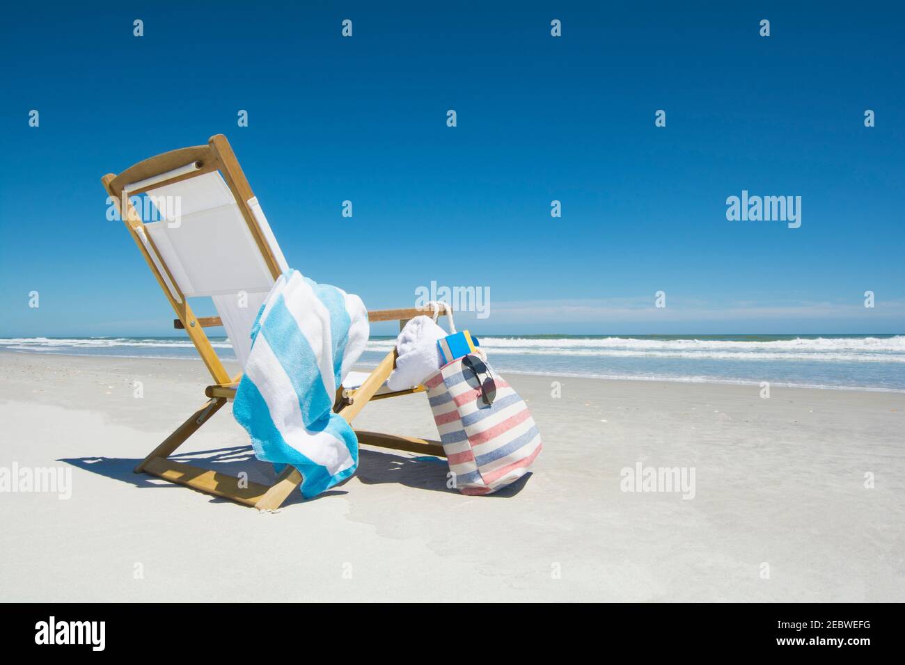 Canvas chair on beach Stock Photo