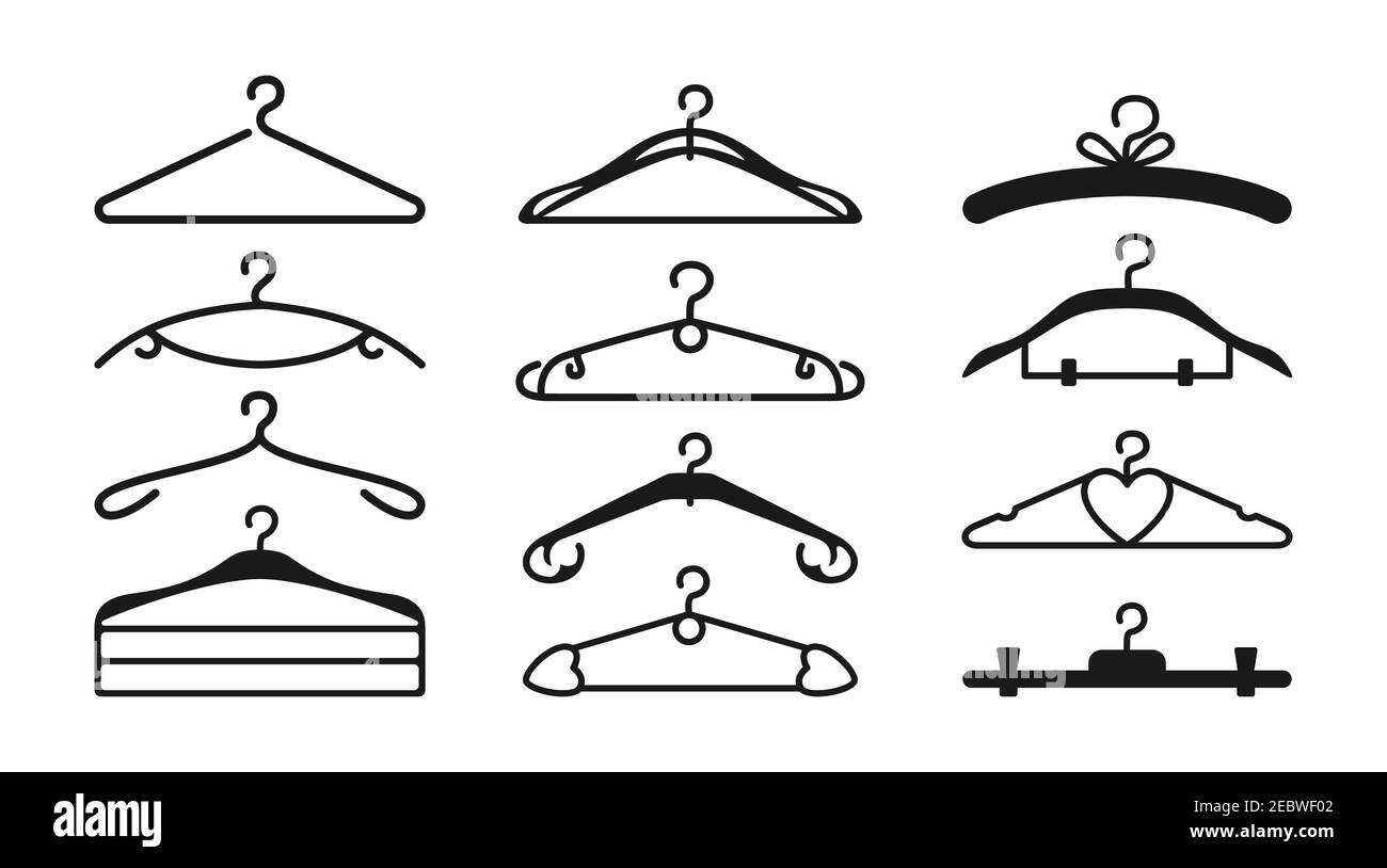 Clothes hanger black silhouette set. Hand drawn hangers accessory wardrobe  clothing, wear. Shop storage boutique cloakroom. Fashion style scribble  icon. Design elements sale tag. Vector illustration Stock Vector Image &  Art -