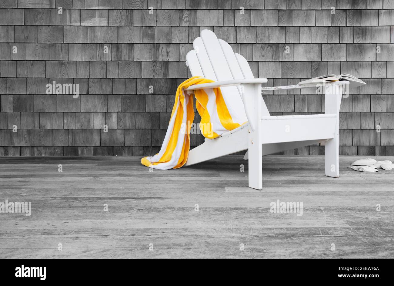 Adirondack chair on porch Stock Photo Alamy