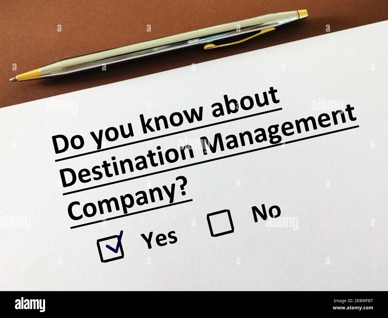 One person is answering question about tourism. He knows about detination management company. Stock Photo