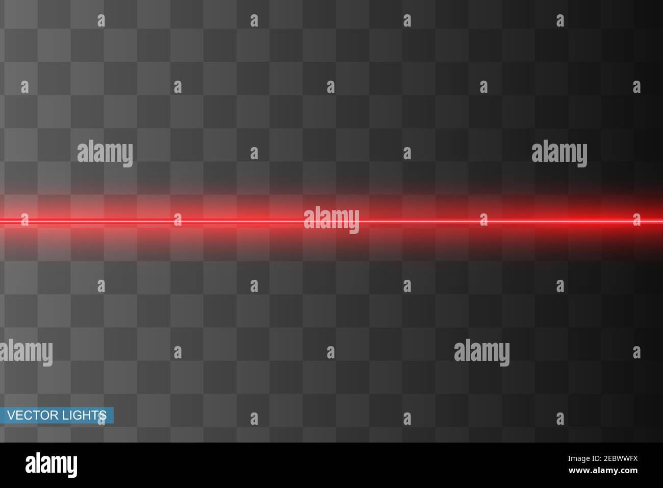 Abstract red laser beam. Transparent isolated on black background