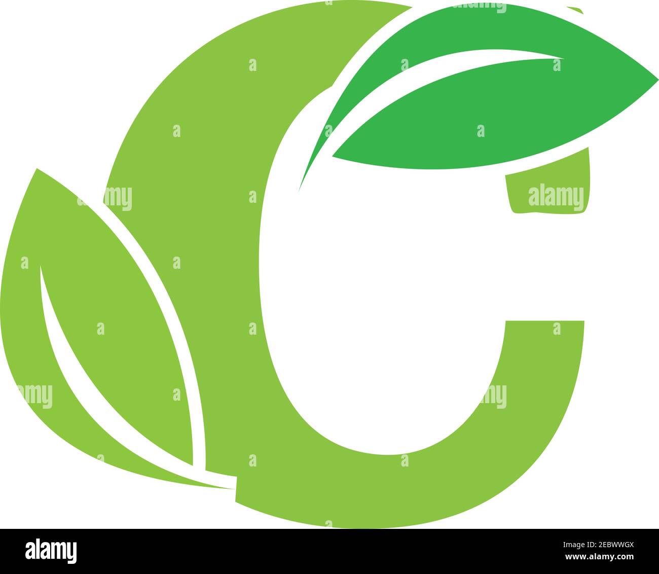 Green eco letters C logo with leaves. /symbol / alphabet / botanical ...