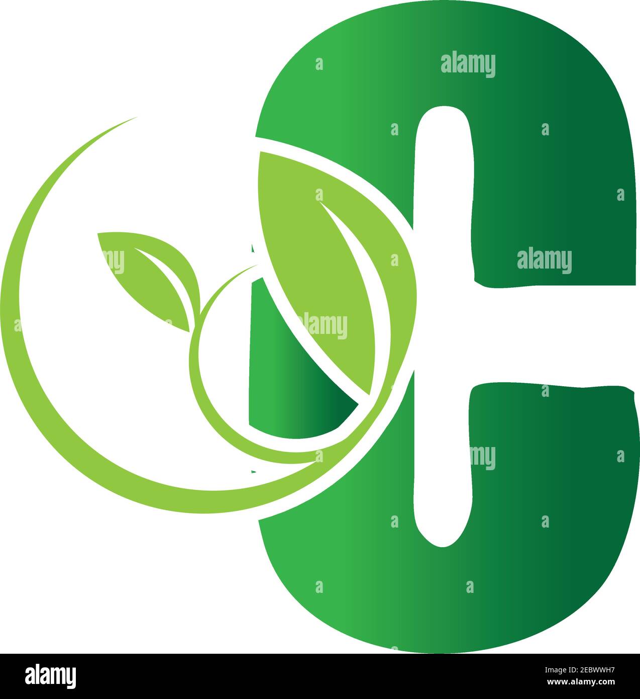 Green eco letters C logo with leaves. /symbol / alphabet / botanical ...