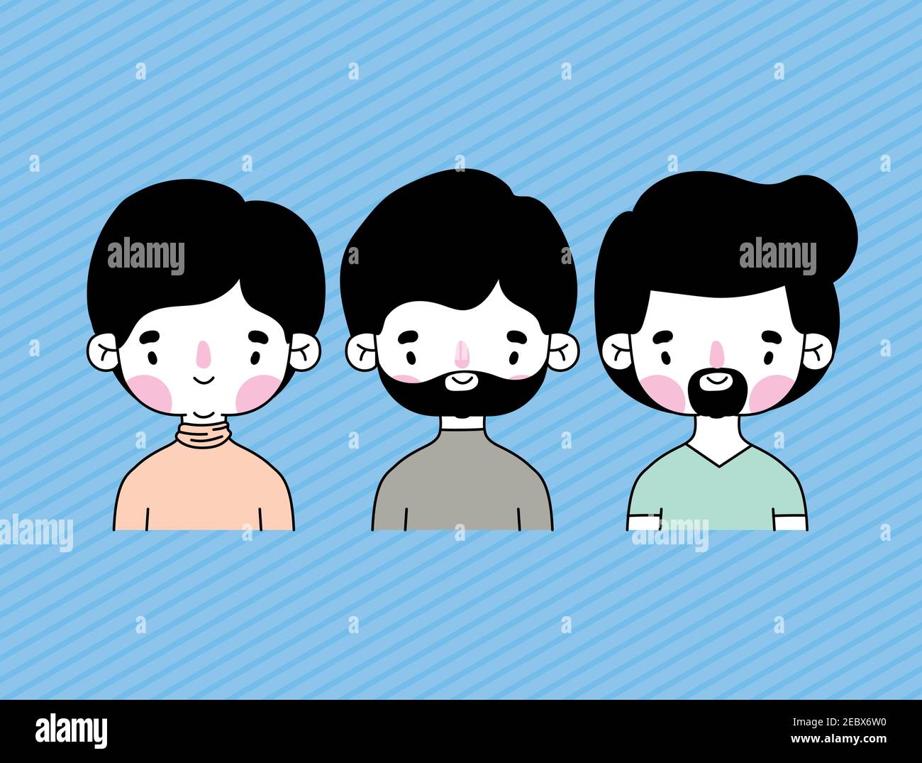 group of mens icons on a blue background Stock Vector