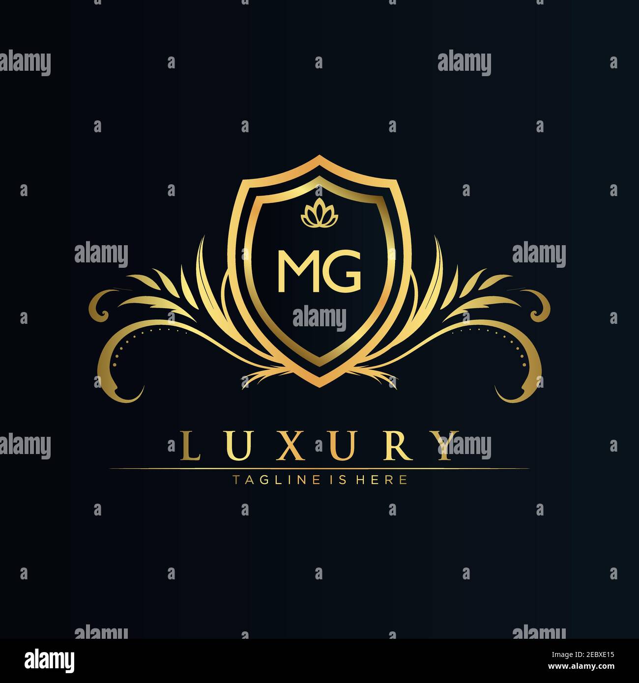 Mg logo monogram shield shape with crown design Vector Image