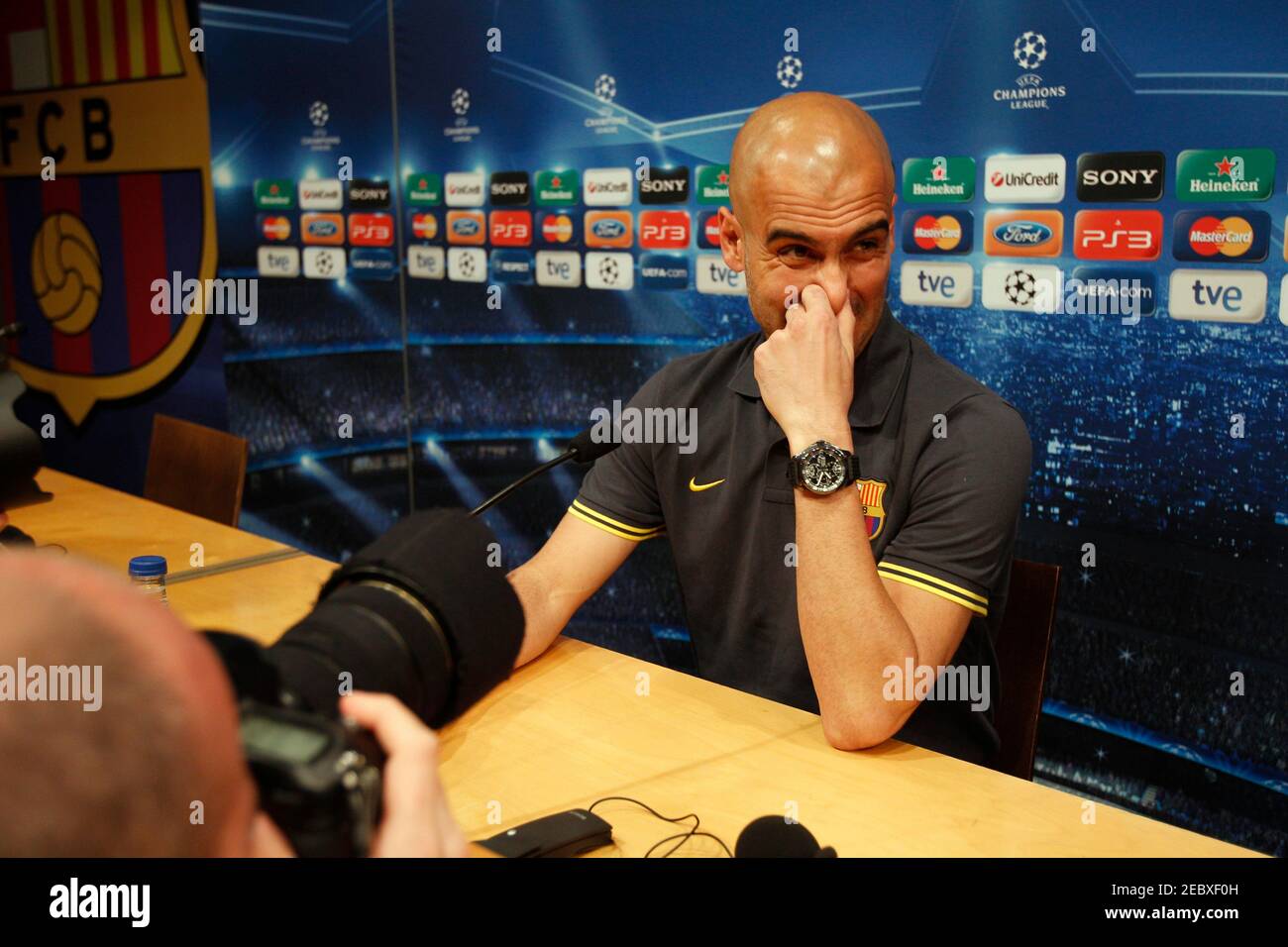 Football - FC Barcelona Press Conference - The Nou Camp, Barcelona, Spain -  11/12 - 23/4/12 FC Barcelona coach Josep gurdiola during the press  conference Mandatory Credit: Action Images / John Sibley Stock Photo - Alamy