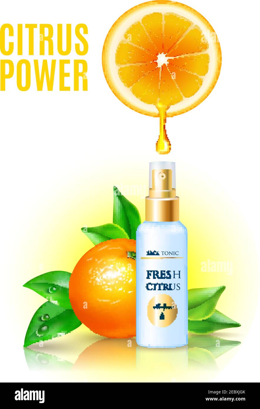 Citrus power cosmetic skin care products with natural fresh orange