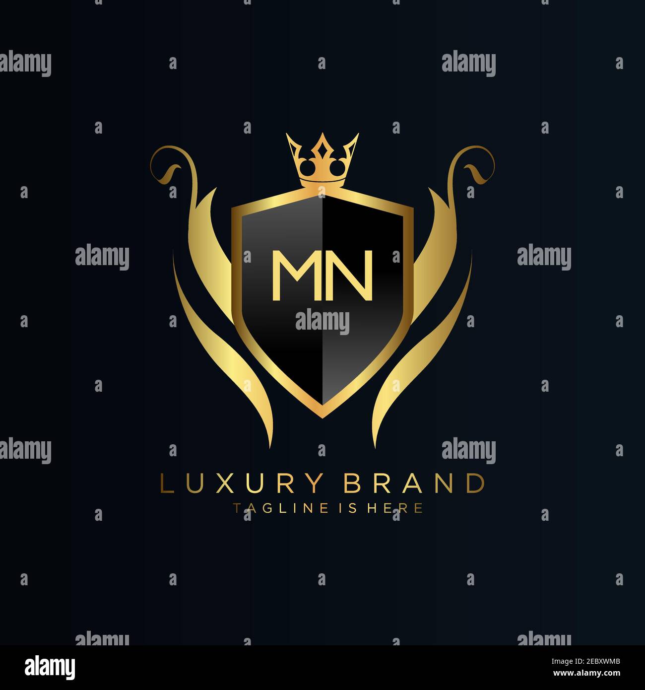 Letter Initial with Royal Template.elegant with crown logo vector, Creative Lettering Logo Vector Illustration. Stock Vector