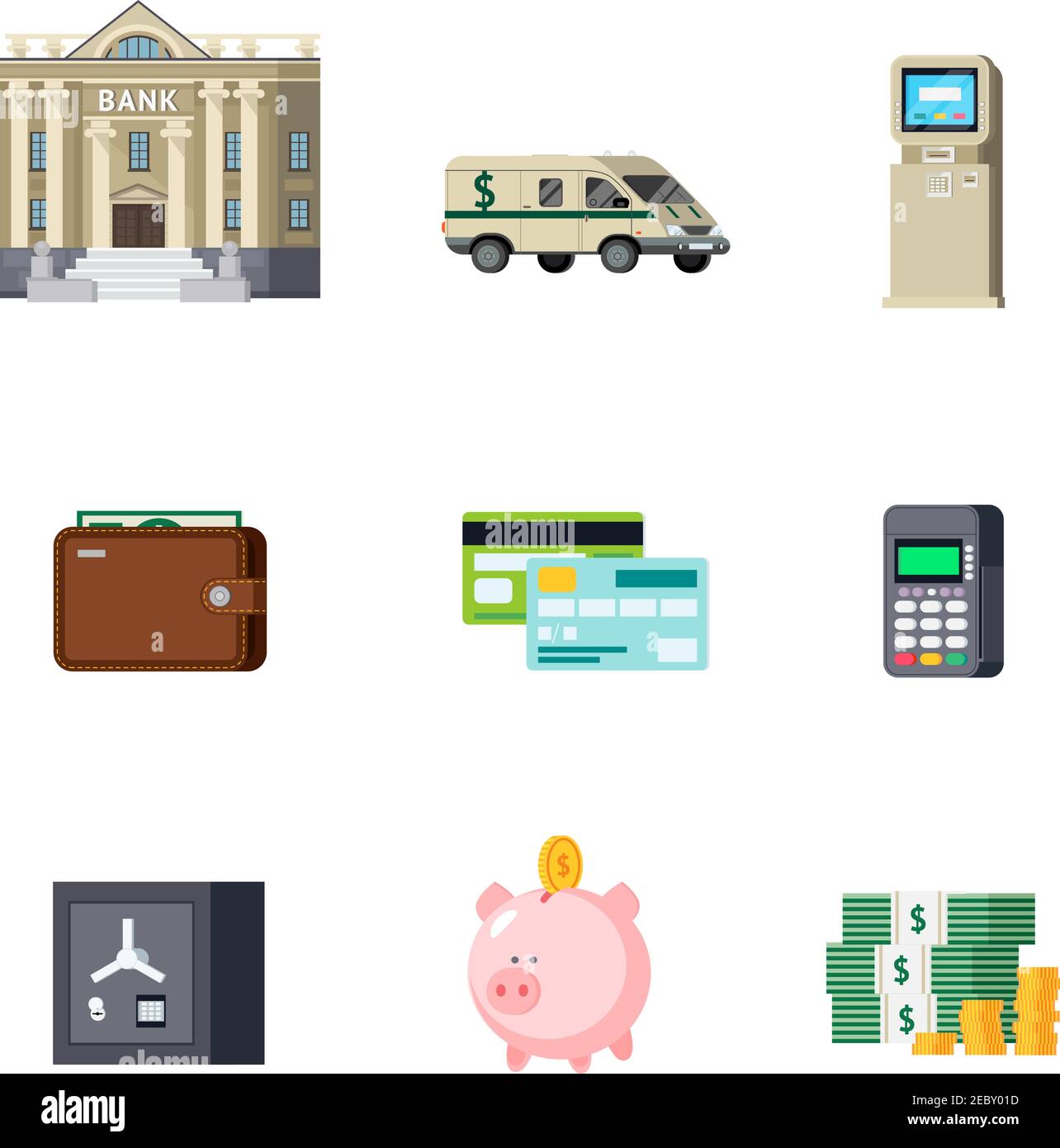 Set of banking orthogonal elements including building and transport ...