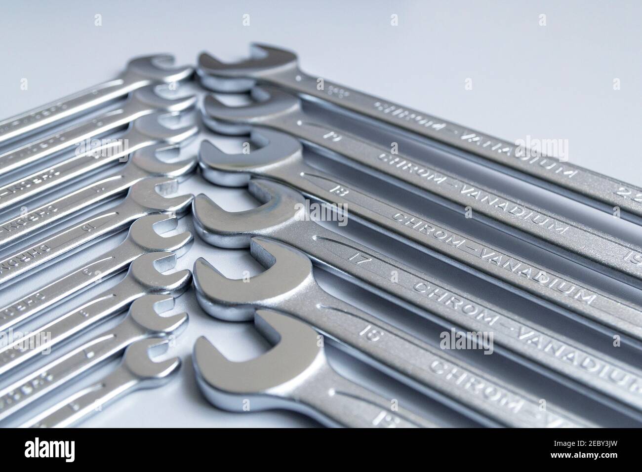 Cutout wrenches horizontally placed from the biggest to the smallest