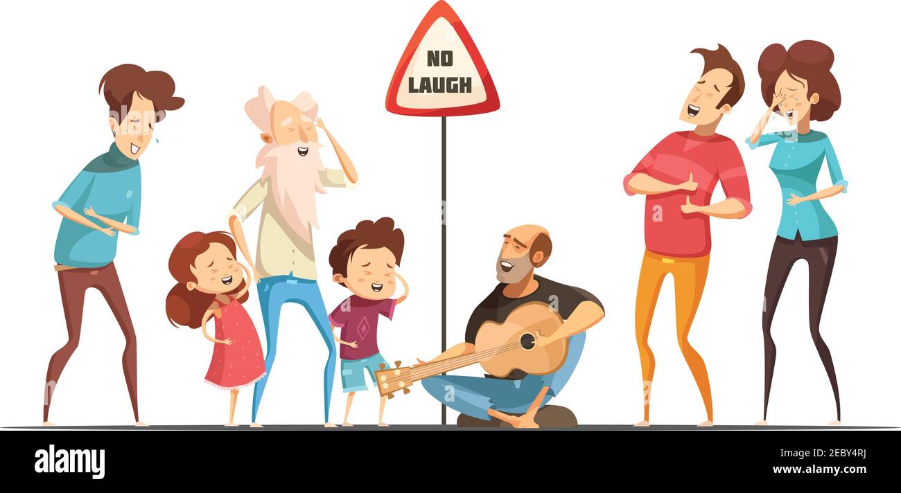 Hilarious funny family life moments with singing and laughing friends retro cartoon  comic situation vector illustration Stock Vector Image & Art - Alamy