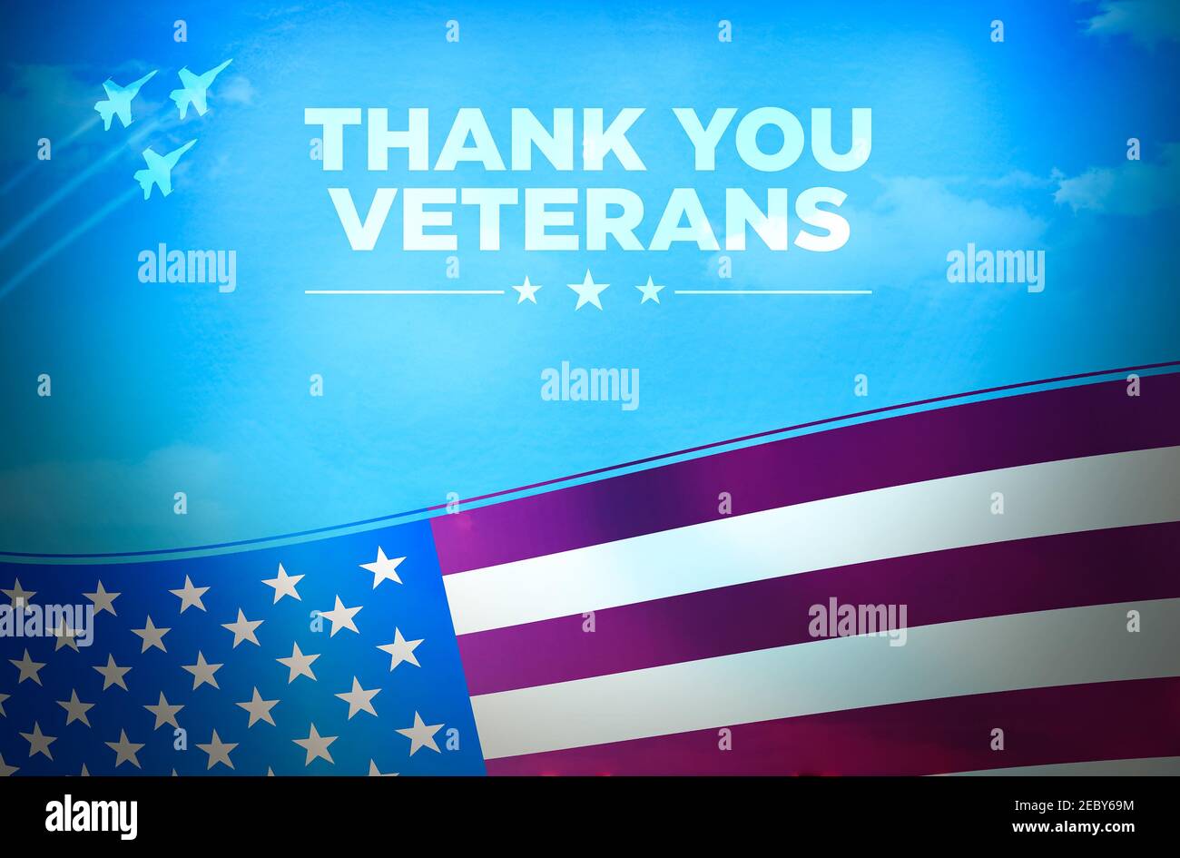 Thank you Veterans Cards Design with United States flag backdrop