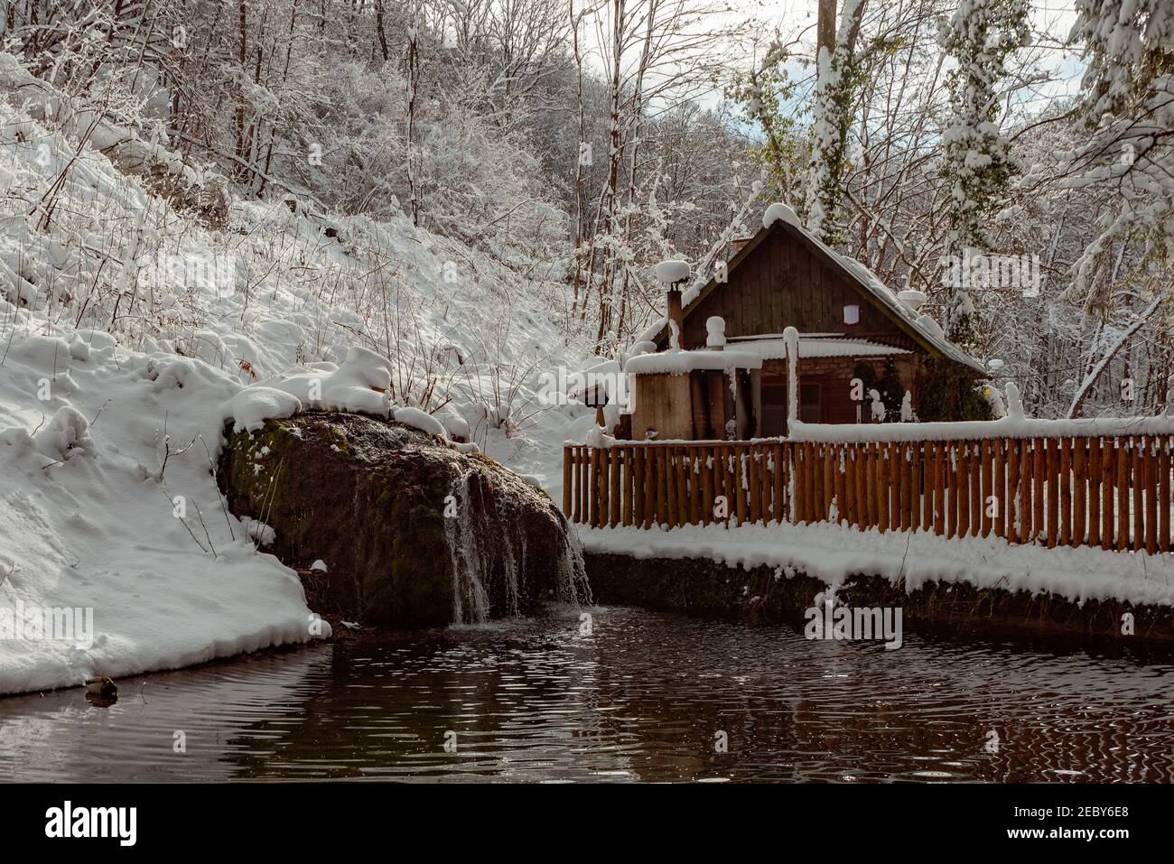 Winter landscape in Szalajka valley Hungary. Amazing landscape in Bukk national park near by Miskolc City. Next to Lillafured town. Beautiful sight th Stock Photo