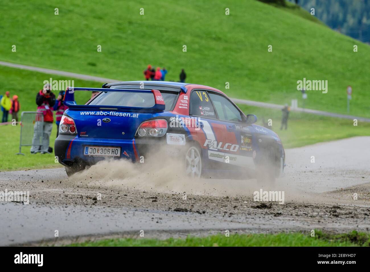 windischgarsten, austria, 15 sep 2017, austrian rallye legends, arboe rallye , competition for vintage race cars and rallye cars, subaru impreza Stock Photo