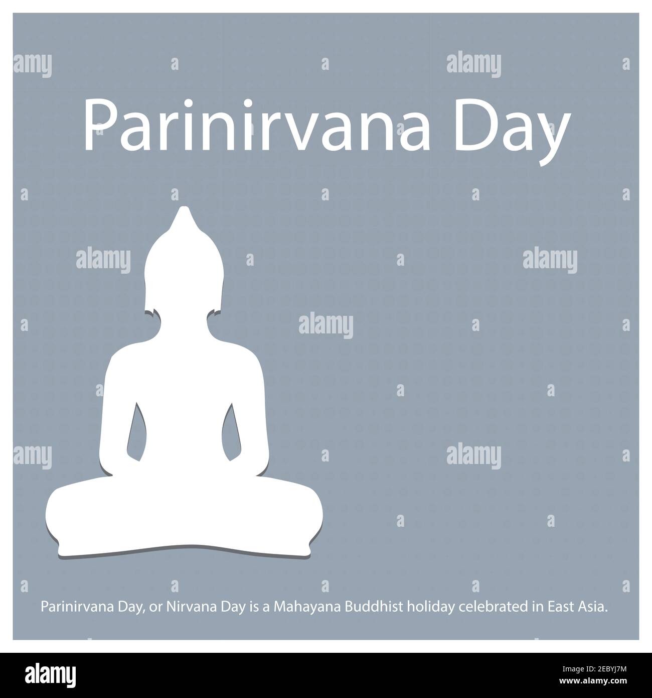 Parinirvana Day, or Nirvana Day is a Mahayana Buddhist holiday celebrated in East Asia. Stock Vector