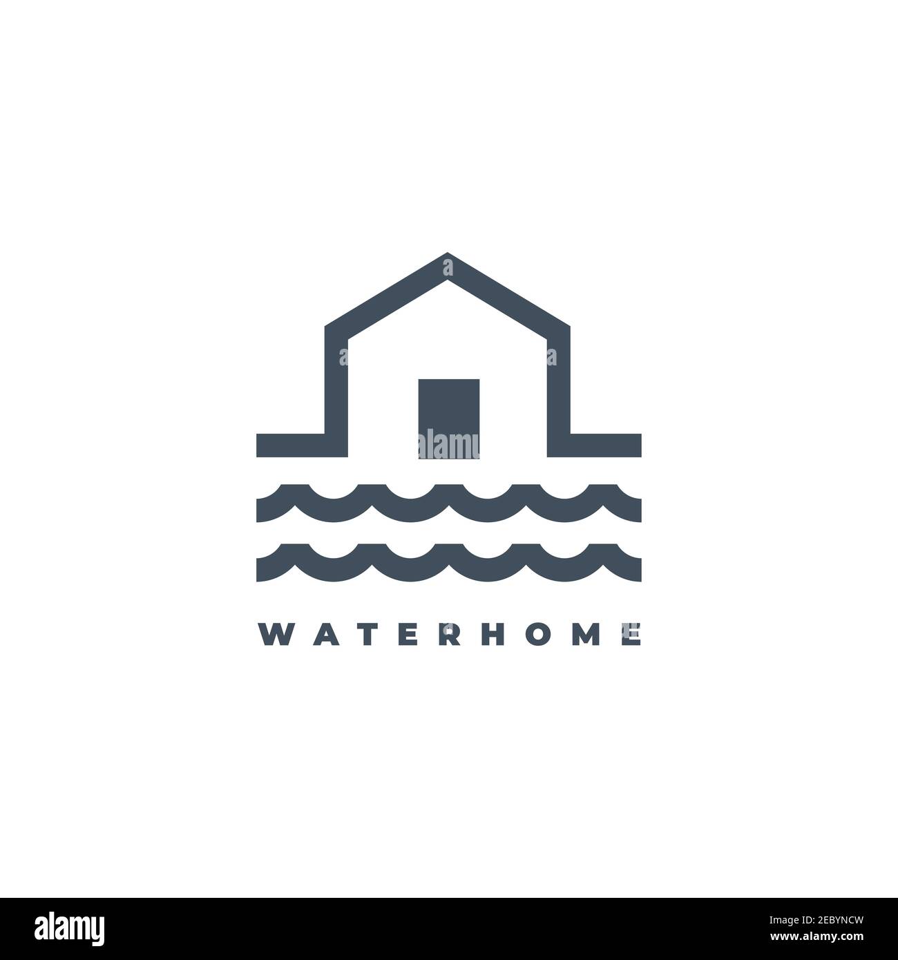 Water house logo design illustration symbol vector template Stock Vector