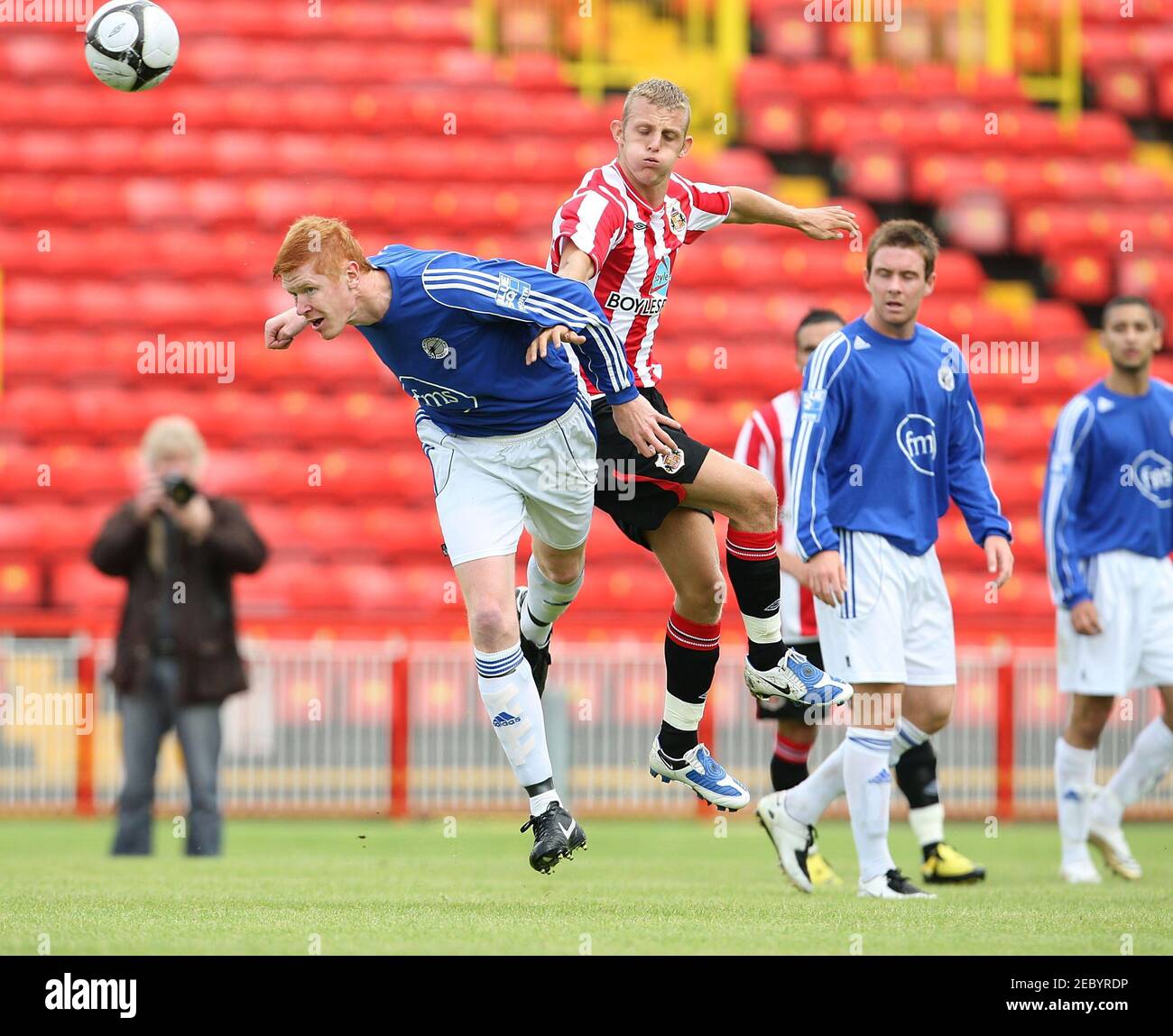 Football - Gateshead v Sunderland Pre Season Friendly - The International Stadium - 09/10 - 18/7/09 David Dowson of Sunderland and James Curtis of Gateshead in action Mandatory Credit: Action Images / John Clifton Livepic Stock Photo