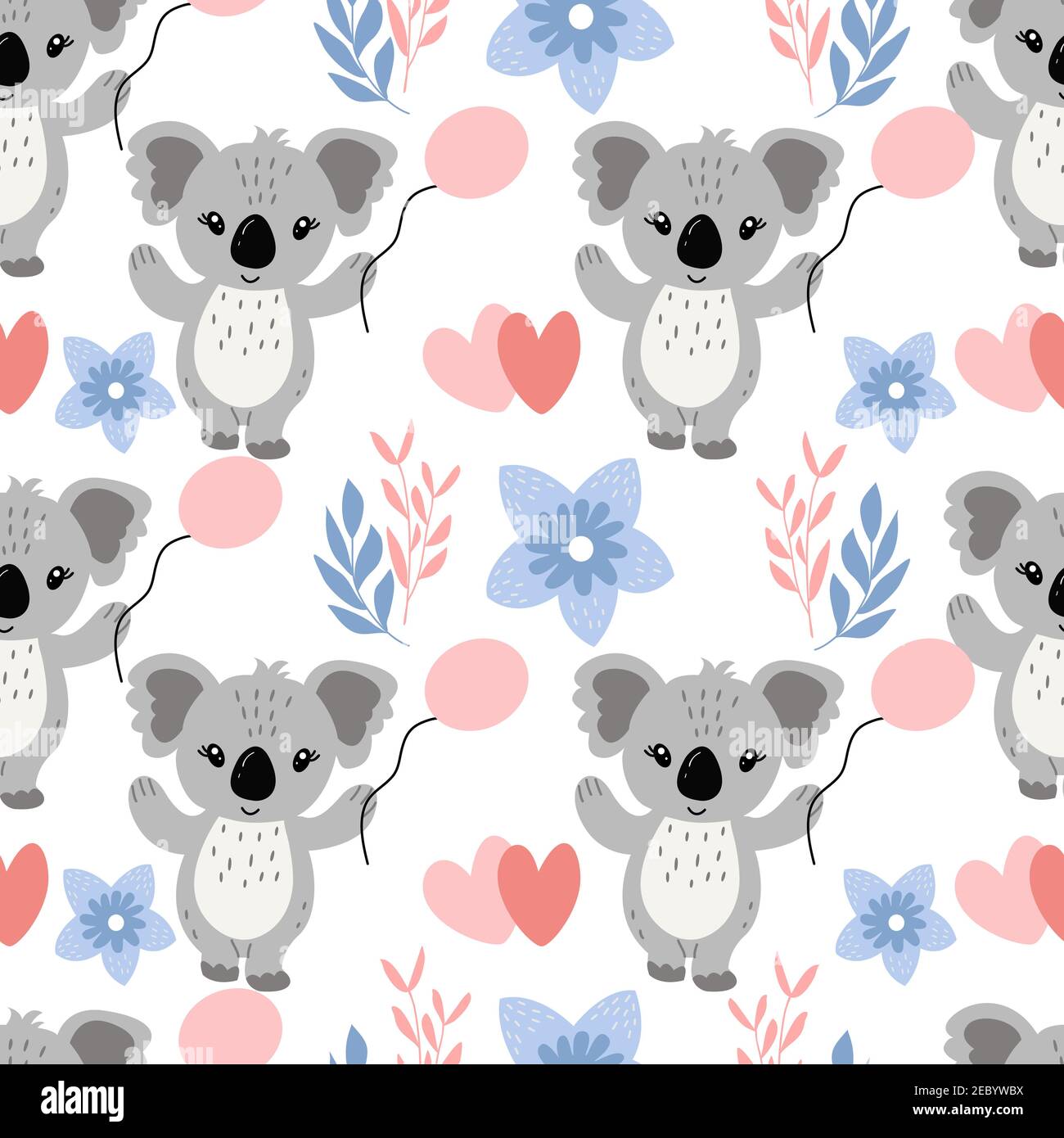 Seamless pattern on a white background, in vector graphics - cute koala ...