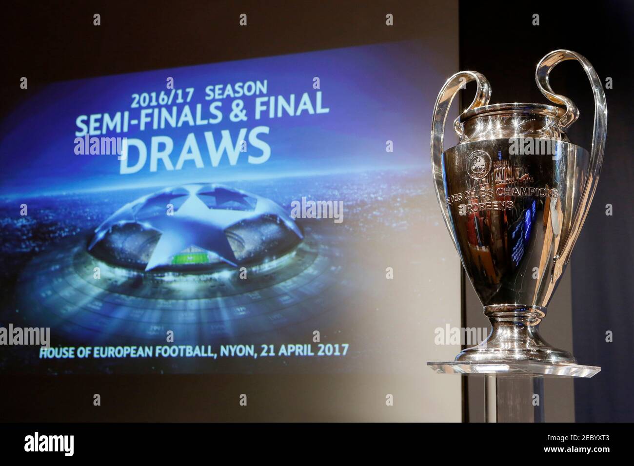 Football Soccer - UEFA Champions League Semi-Final Draw - Nyon, Switzerland  - 21/4/17 The UEFA Champions League trophy is pictured before the draw of  the semi finals Reuters / Pierre Albouy Livepic Stock Photo - Alamy