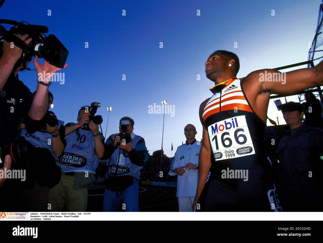 Athletics - Mobil Bislett Games , Bislett Stadium , Oslo , 30/6/99  Mandatory Credit: Action Images / Stuart Franklin Ato Boldon - Trinidad  Stock Photo - Alamy