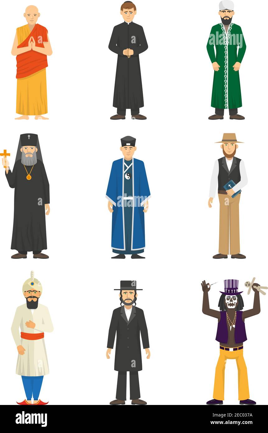 Color icons set of religion confession people Vector illustration Stock Vector