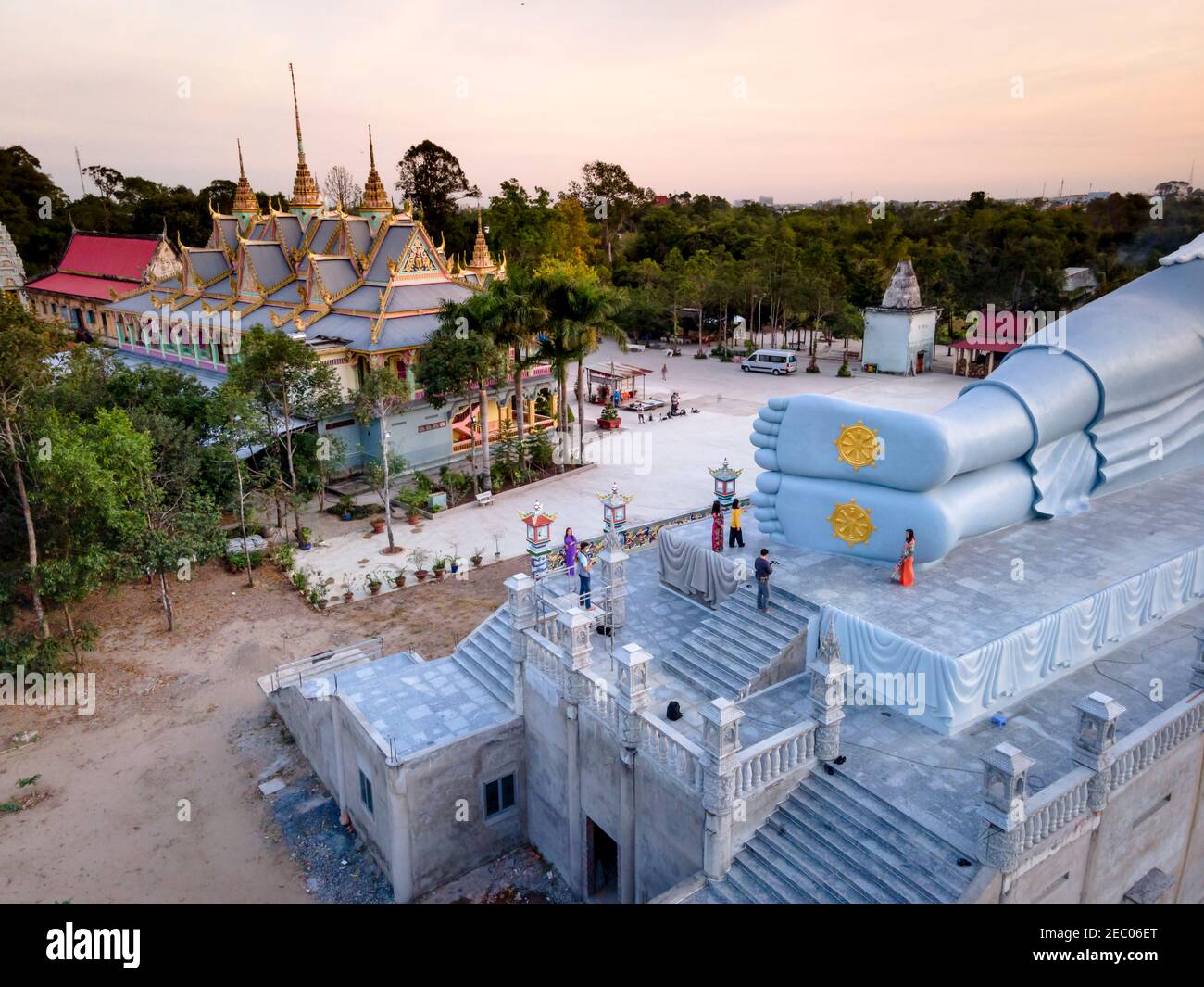 Soc Trang Province, Vietnam - February 6, 2021: The largest reclining Buddha in Vietnam at SomRong Pagoda in Soc Trang Province, Vietnam Stock Photo