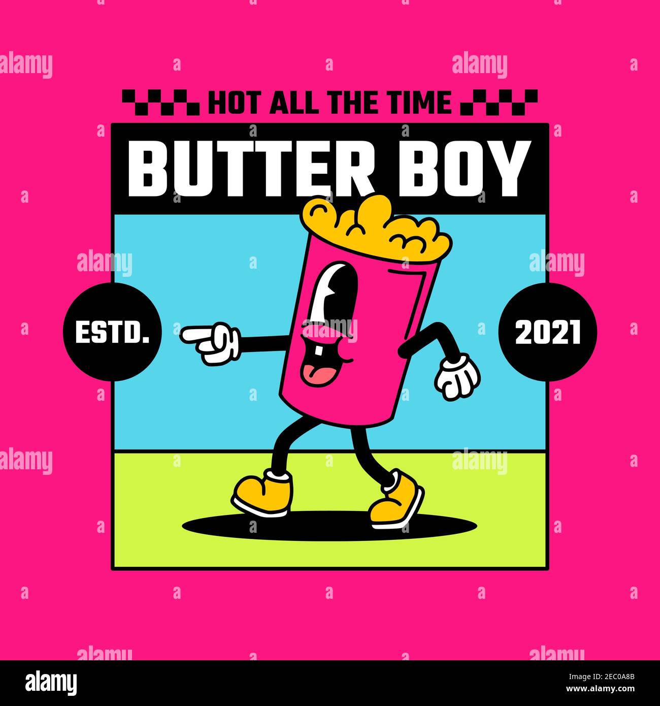 logo for a clothing brand featuring a retro popcorn graphic Stock Photo