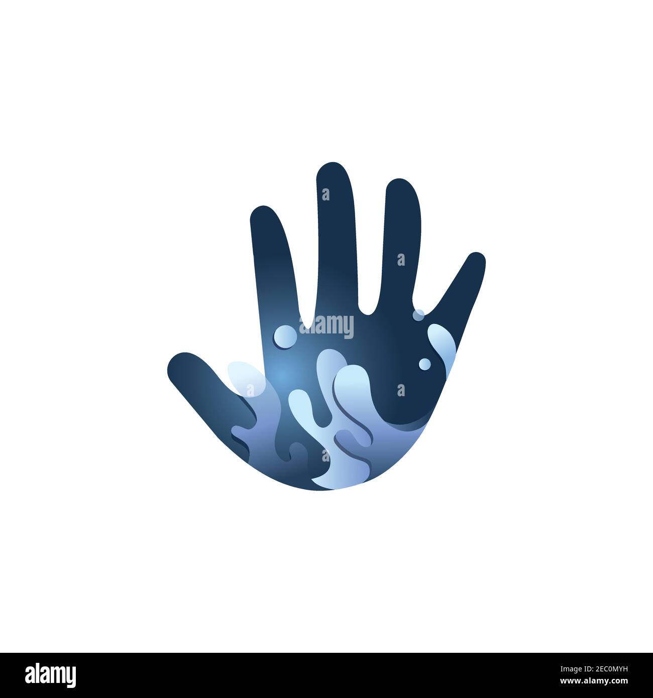 Water with hand illustration logo design vector template Stock Vector