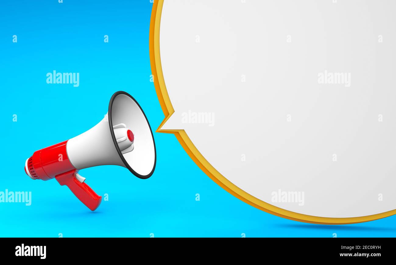 Download Red Megaphone And Bubble On A Yellow Background Template With Copy Space For Text For Design 3d Render Stock Photo Alamy