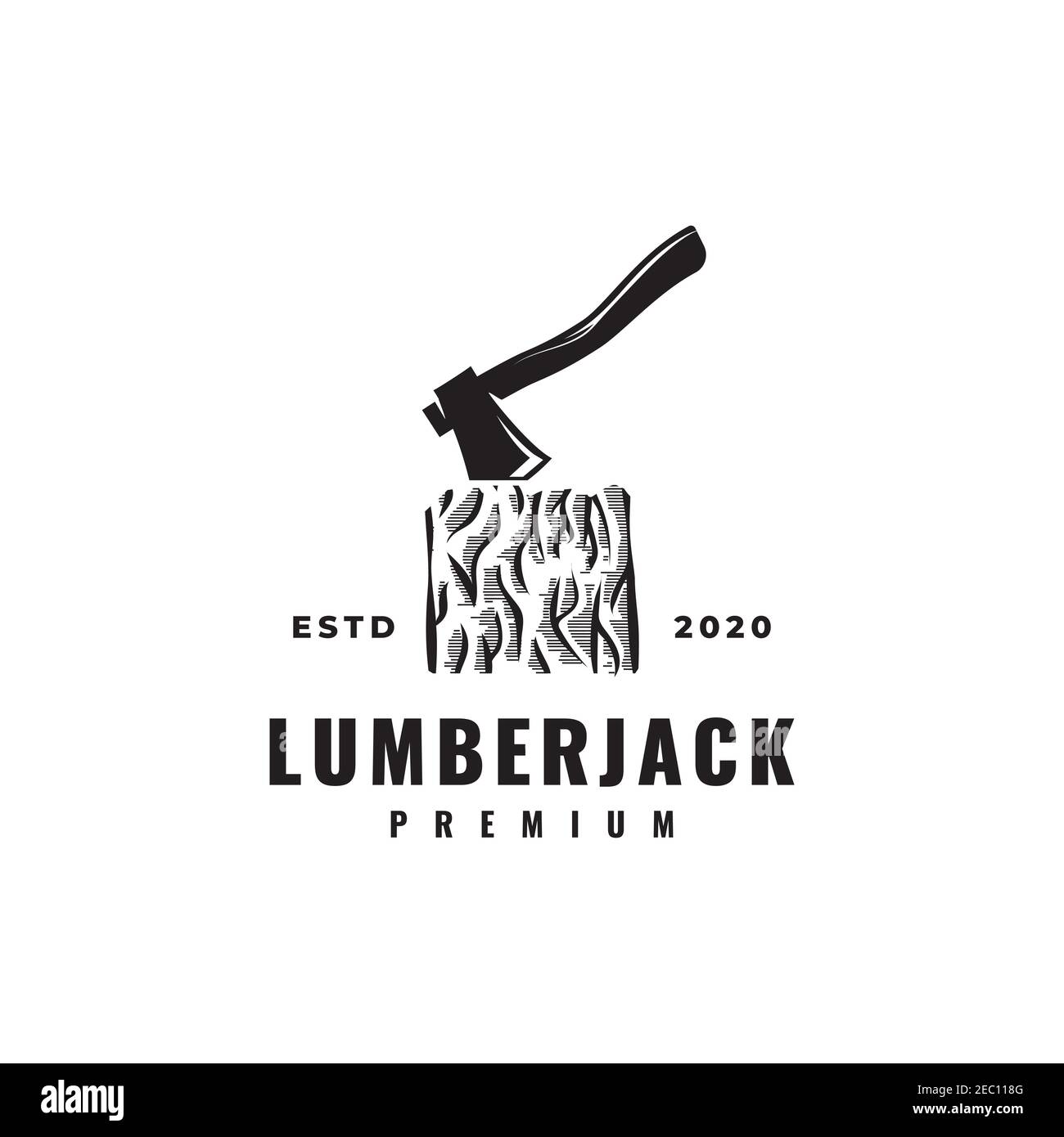Axe with log logo design icon vector template Stock Vector