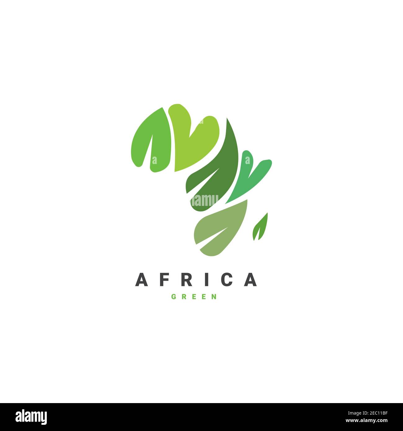 Africa map with leaf symbol logo design illustration vector template Stock Vector