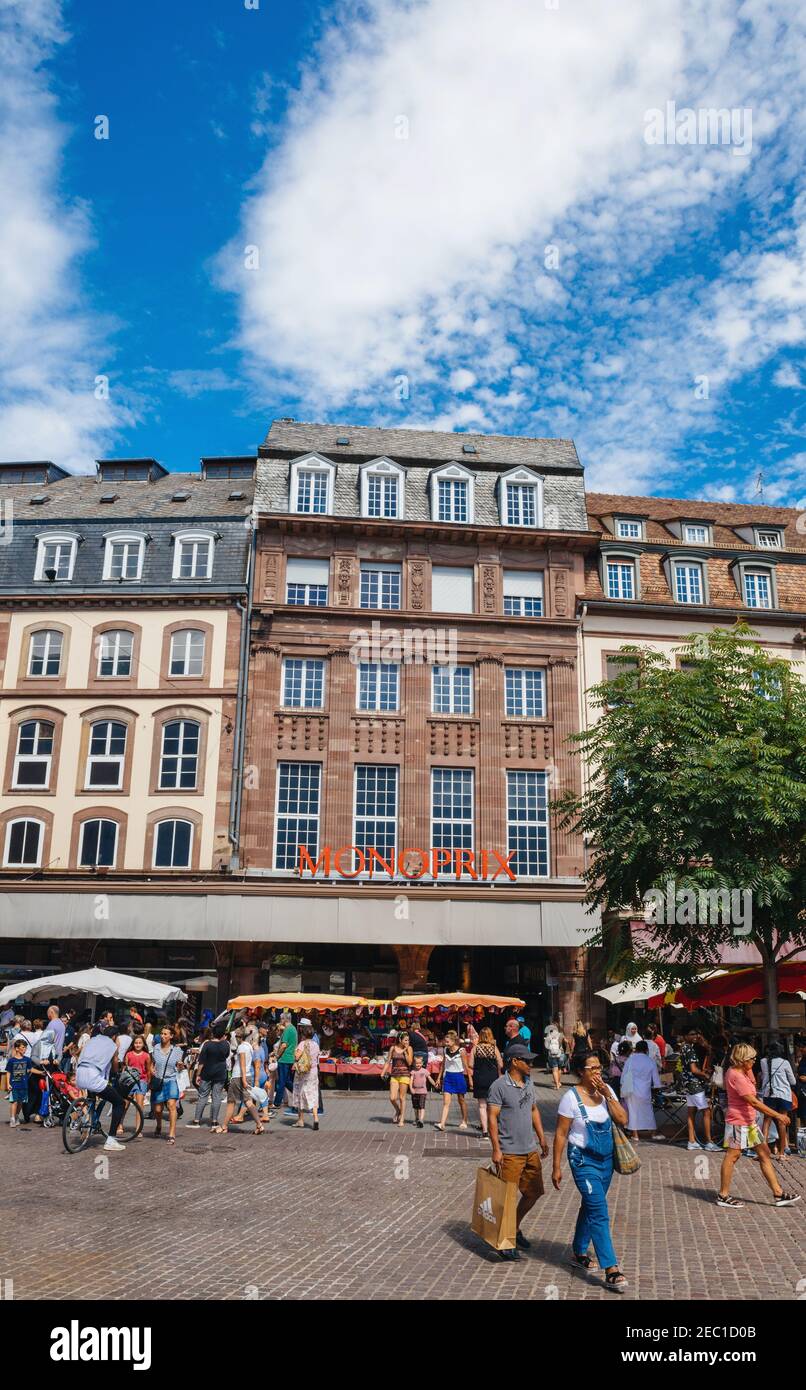 Strasbourg, France July 29, 2017 Facade of Monoprix store facade