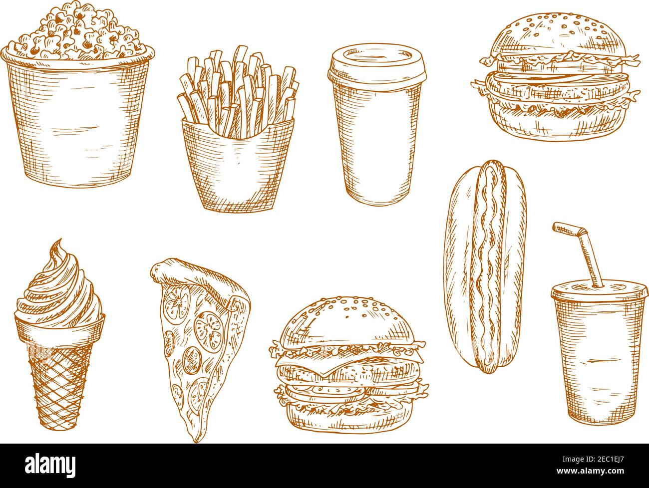 Bucket fries hamburger Stock Vector Images Alamy