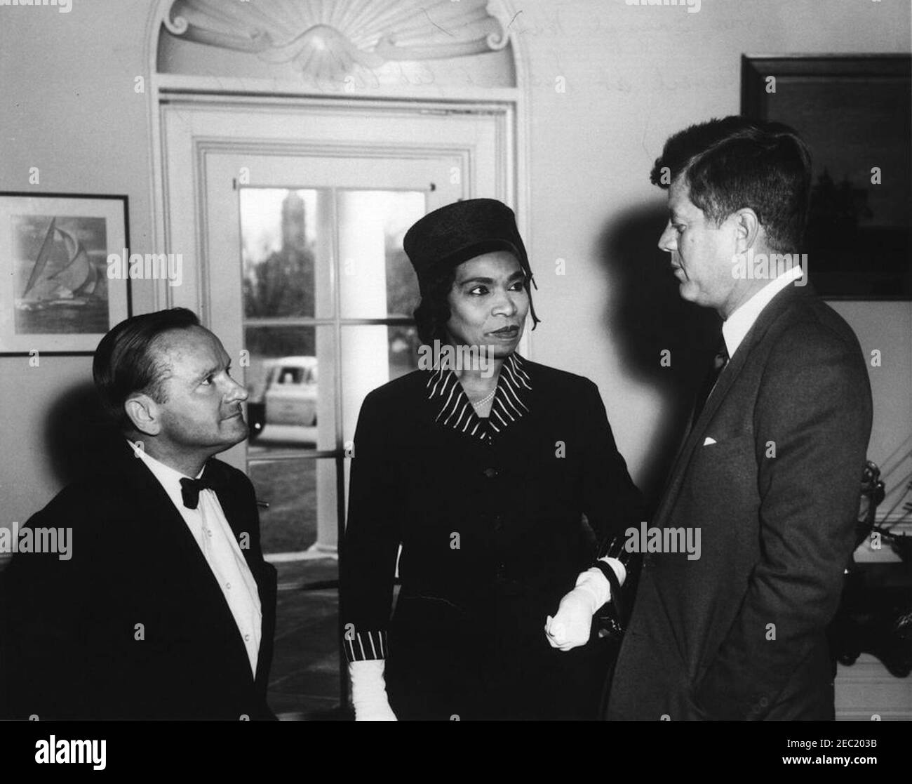 Visit of Marian Anderson, 12:50PM. President John F. Kennedy visits ...
