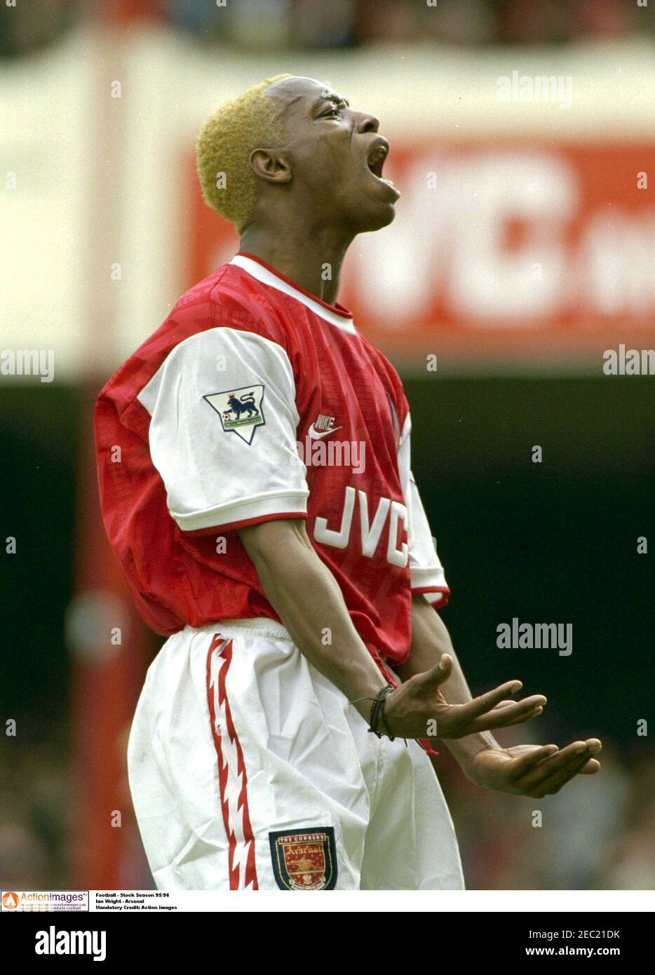 Football Stock Season 95 96 Ian Wright Arsenal Mandatory Credit Action Images Stock Photo Alamy