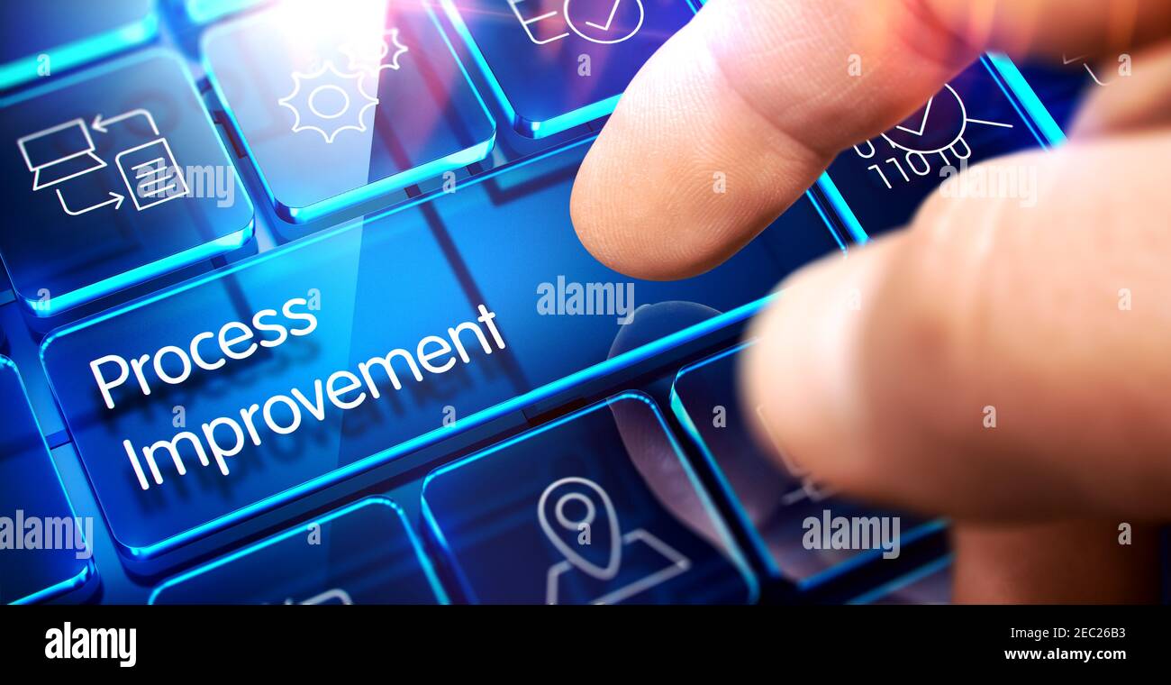 Process Improvement - Interface Keyboard with a Blue Transparent Key ...