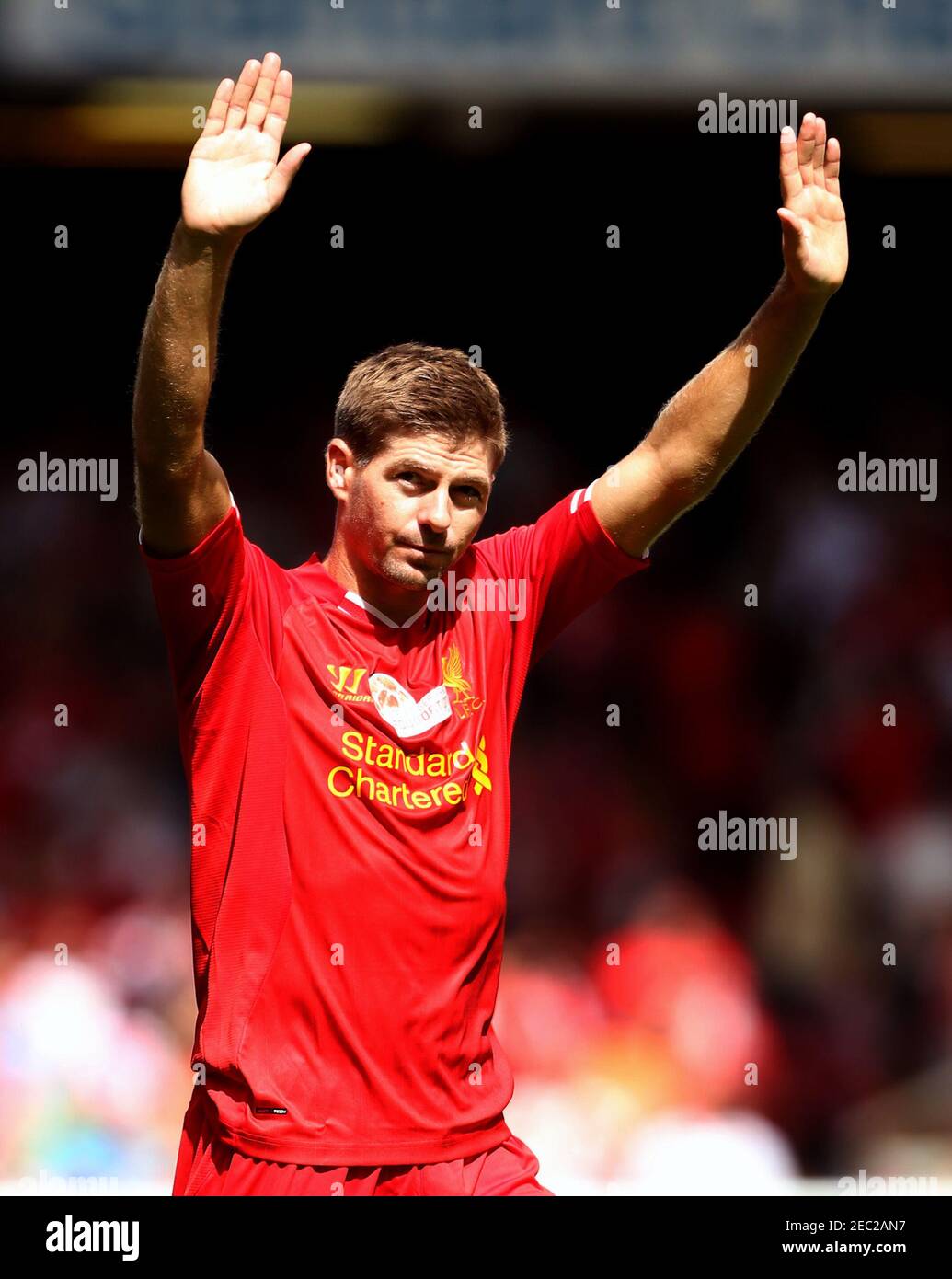 Football - Liverpool v Olympiakos - Steven Gerrard Testimonial - Pre Season  Friendly - Anfield - 3/8/13 Liverpool's Steven