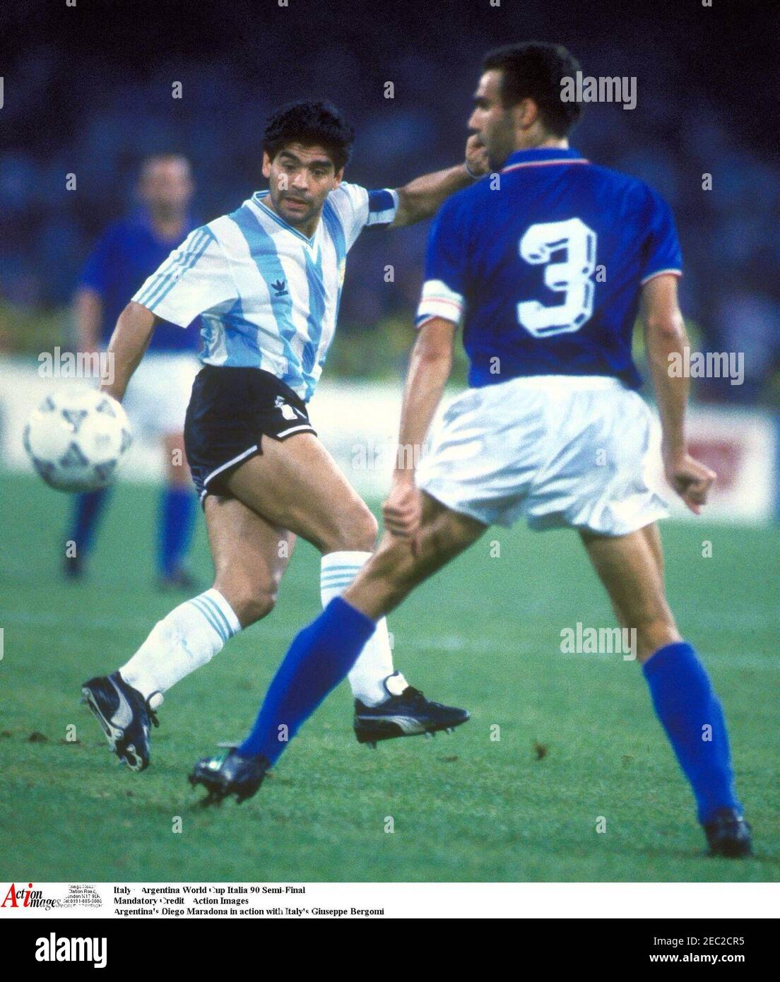 Football 1990 Fifa World Cup Semi Final Argentina V Italy Stadio San Paolo Naples 3 7 90 Mandatory Credit Action Images Argentina S Diego Maradona In Action With Italy S Giuseppe Bergomi Stock Photo Alamy