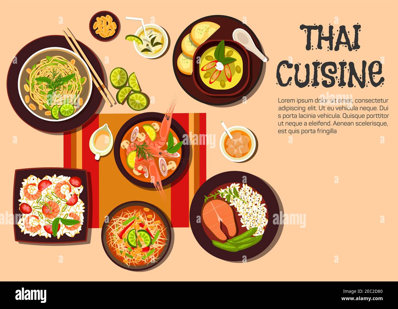Thai noodle shrimp salad Stock Vector Images - Alamy