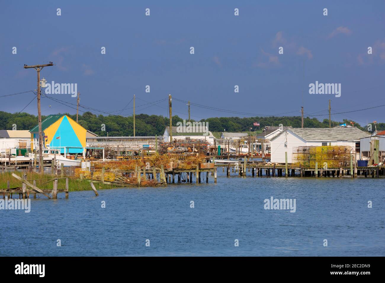 Fishing shanties on Tangier Island, Chesapeake Bay Stock Photo