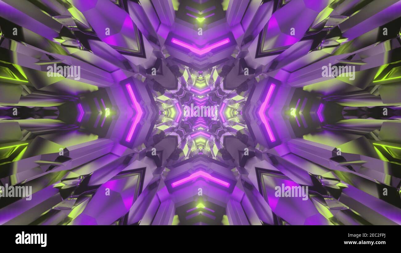Abstract background with neon geometric pattern 3D illustration Stock ...