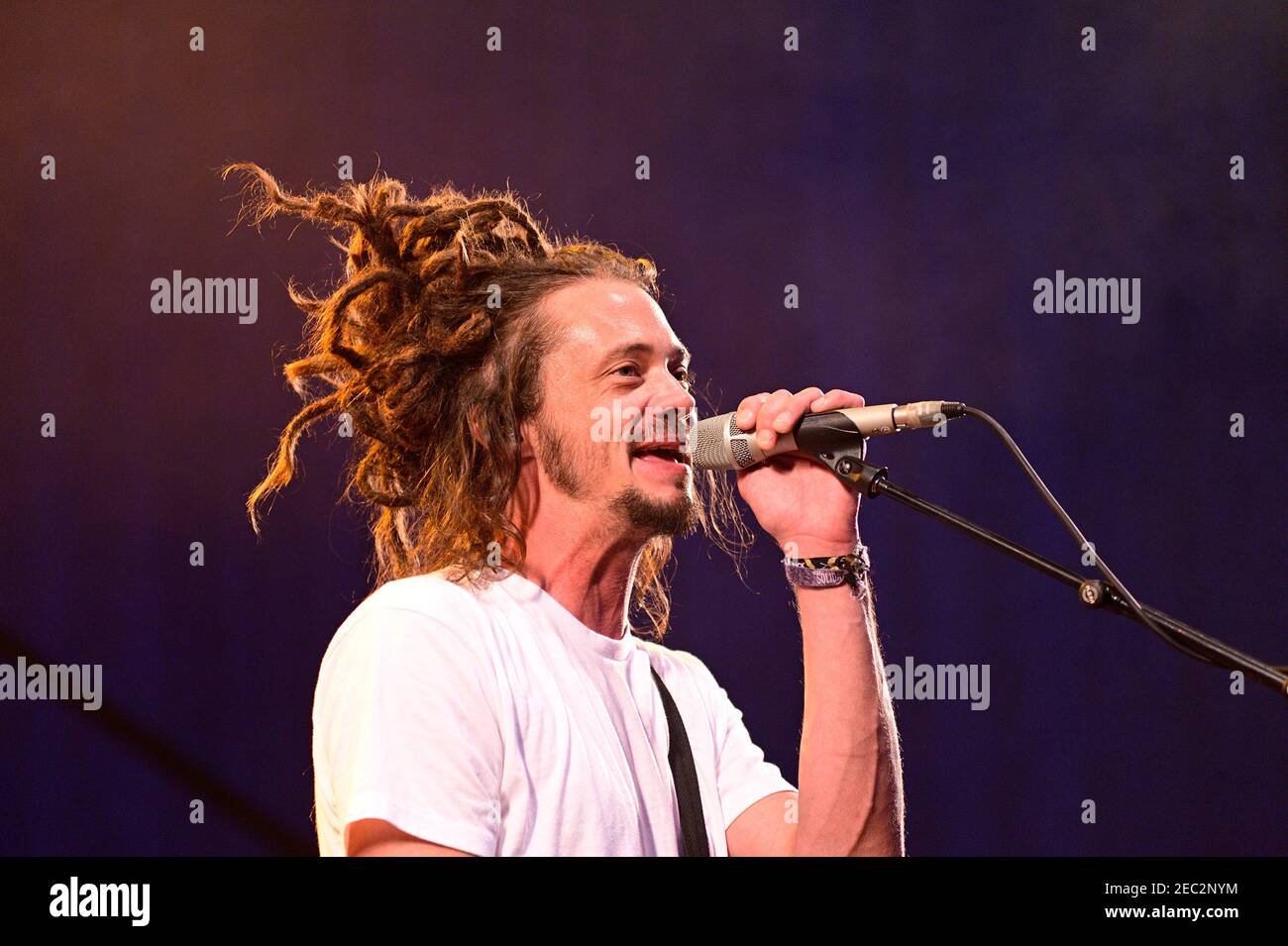 Vienna, Austria. August 15, 2015. Impressions from the 2015 festival season on the Danube Island in Vienna. Concert with Jacob Hemphill from Soja. Stock Photo
