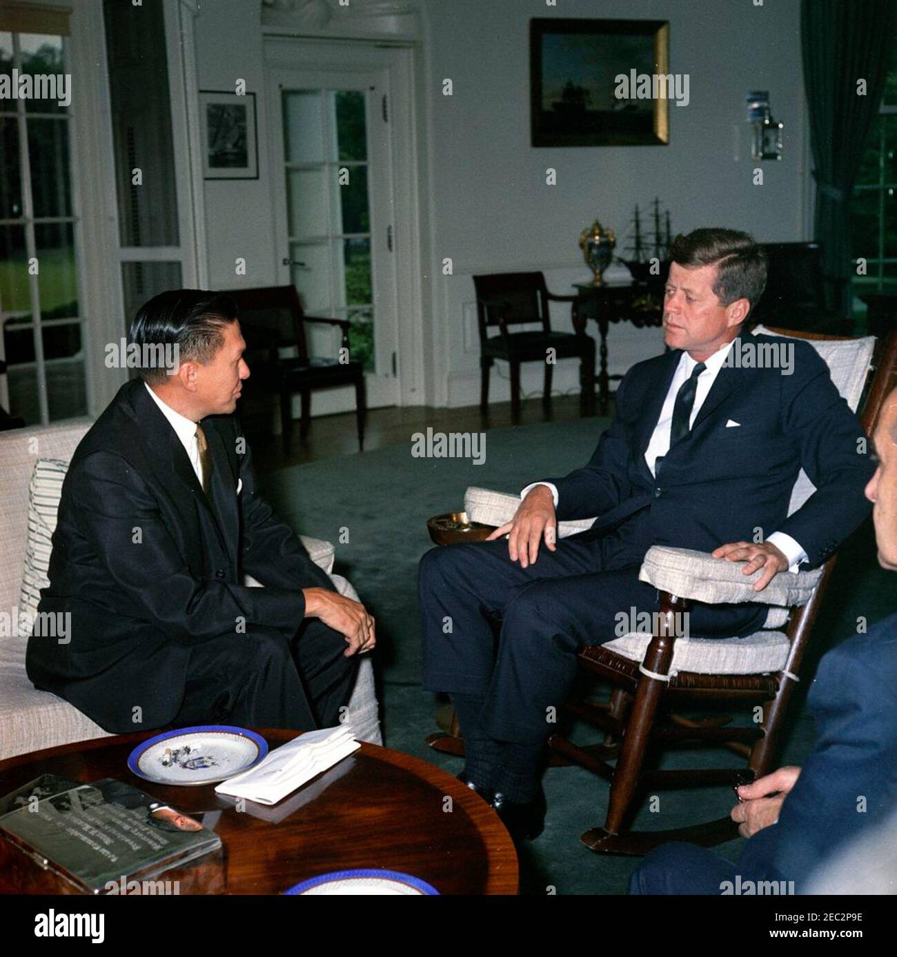 Meeting With Emmanuel Pelaez Vice President Of The Philippines 4 00pm President John F Kennedy In Rocking Chair Meets With Vice President Of The Philippines Emmanuel Pelu00e1ez An Unidentified Man Sits On Far Meeting With Emmanuel Pelaez Vice President Of The Philippines 4 00pm President John F Kennedy In Rocking Chair Meets With Vice President Of The Philippines Emmanuel Pelu00e1ez An Unidentified Man Sits On Far
