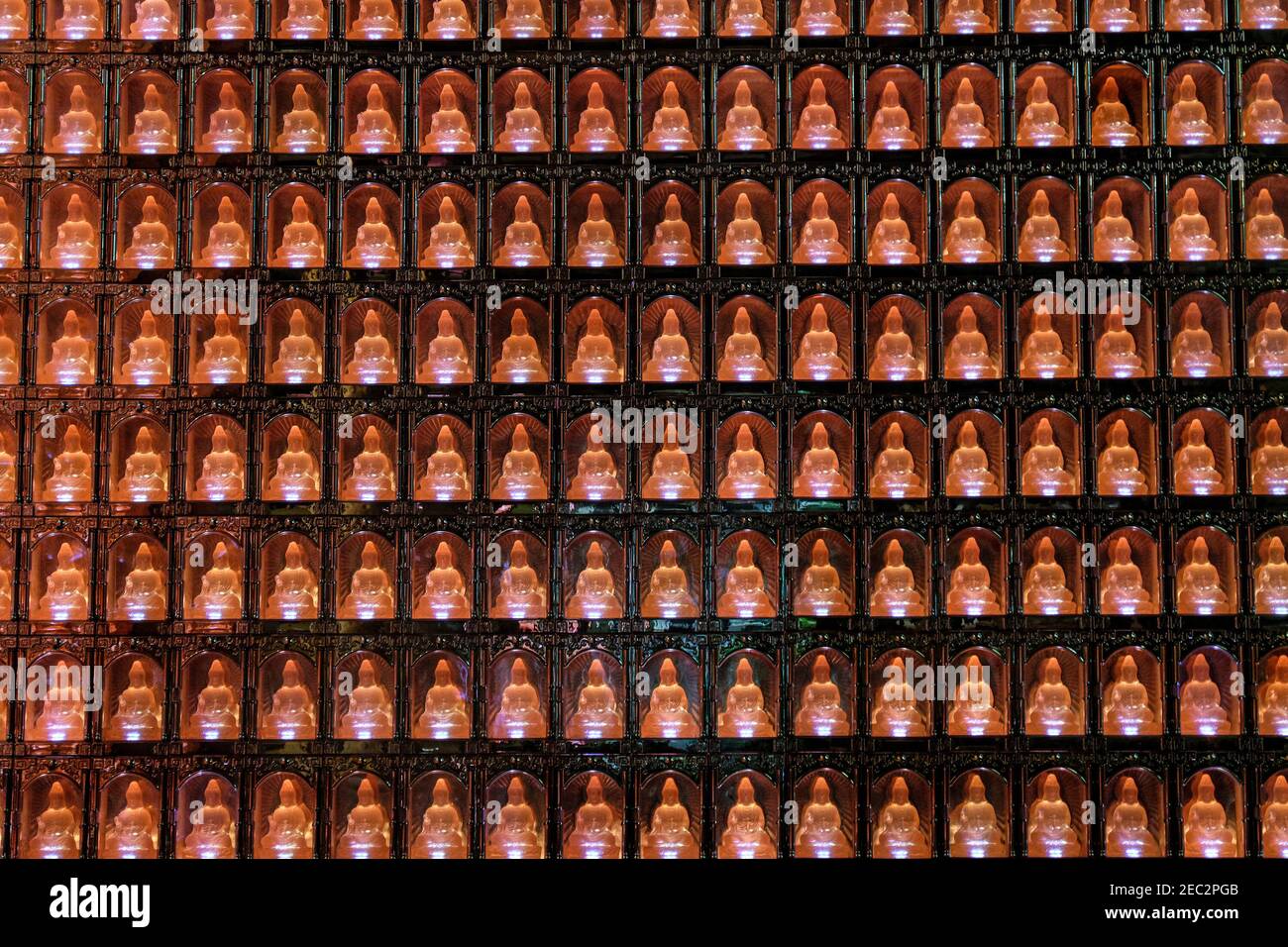 Ongpin St., Binondo, Manila, Philippines. 13th Feb, 2021. Hundreds of small Buddha statues as seen inside Seng Guan Buddhist Temple in Divisoria, Tondo Manila during the Chinese New Year. This is the first Buddhist temple in the country and usually people flock this place during Chinese New Year. Credit: Majority World CIC/Alamy Live News Stock Photo