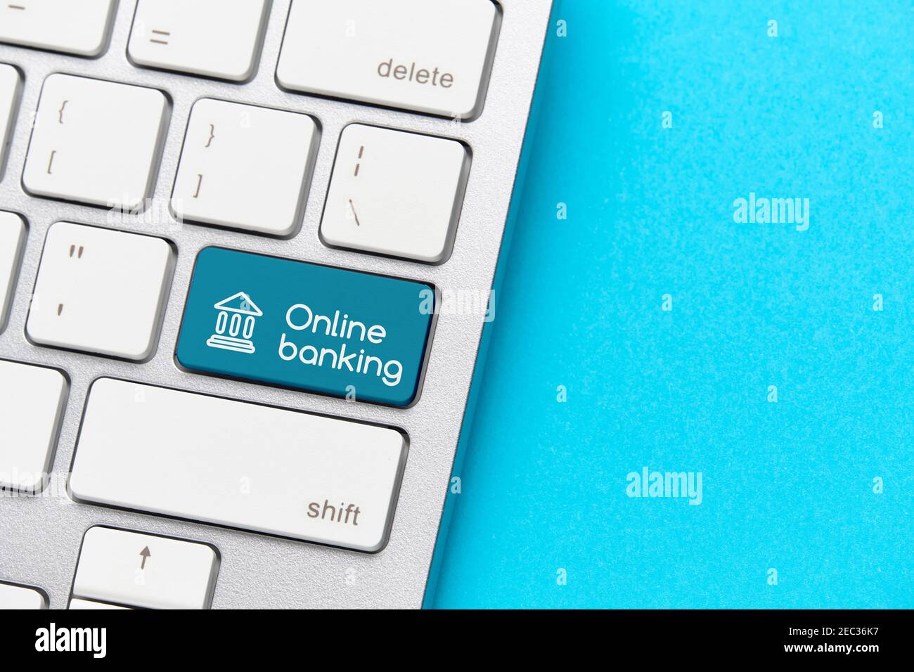 Online banking concept on keyboard with button. Stock Photo
