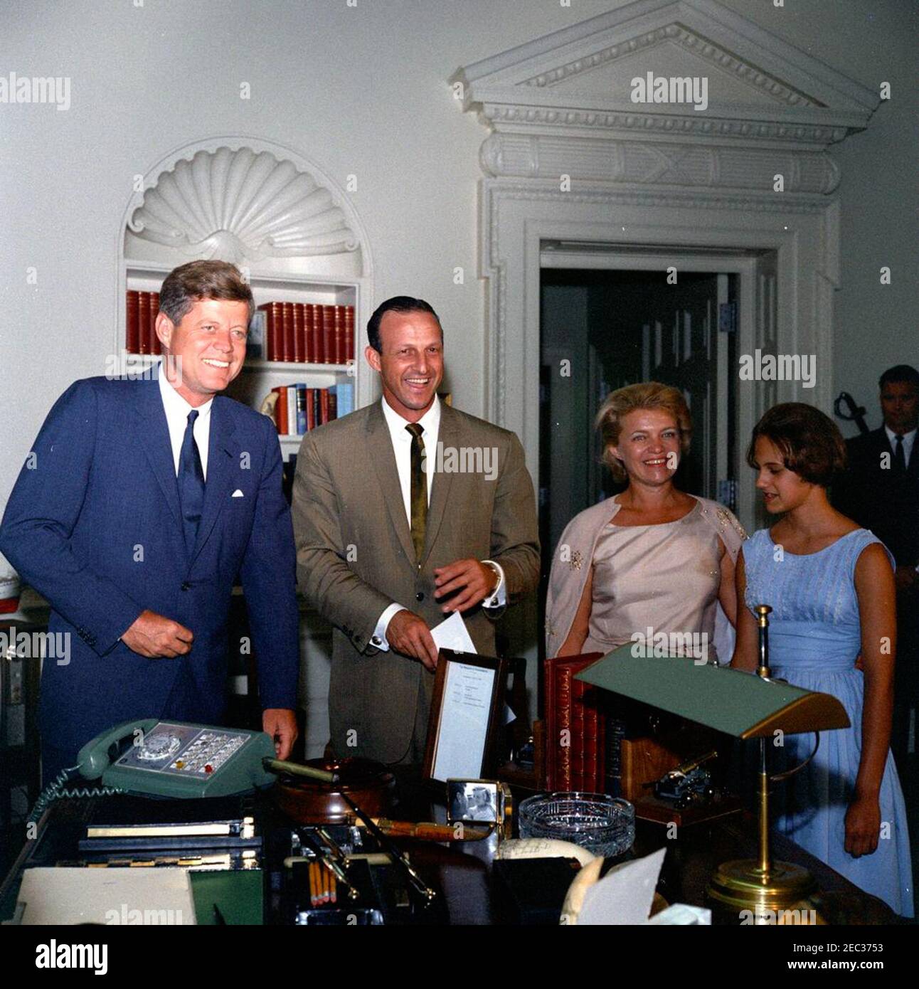 Visit of Stan Musial, Major League Baseball (MLB) player for the St. Louis  Cardinals, and family, 4:10PM. President John F. Kennedy visits with Stan  Musial, Major League Baseball (MLB) player for the