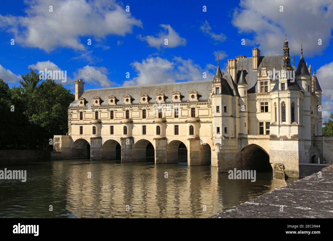 Chateau Chenonceau, Loire Valley, France. Sixteenth century Renaissance chateau on the River Cher. Stock Photo